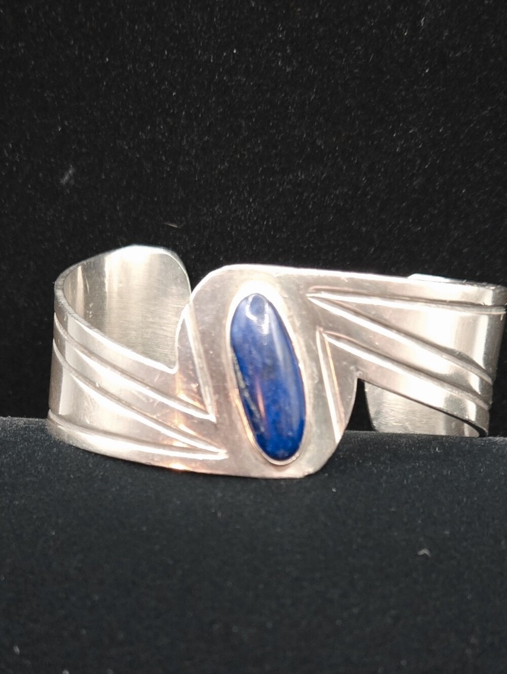Artist Robert Johnson Lapis Lazuli Southwestern Style 925 Silver Cuff